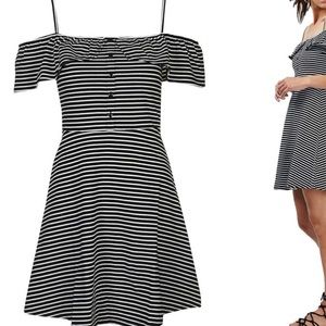 NWT Topshop Stripe Cold Shoulder Skater Dress